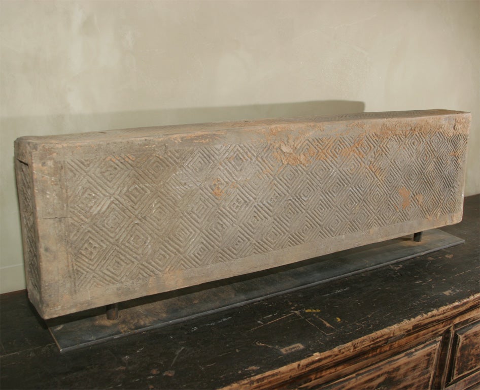 19th c Chinese Terracotta Brick on Iron Stand