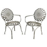 Vintage SET OF 4 OUTDOOR IRON ARM CHAIRS BT CARRE'