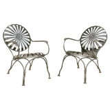 Vintage SET 4 OUTDOOR CARRE' STEEL ARM CHAIRS