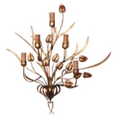 Large Gilt Metal Floral Motif Sconce 7