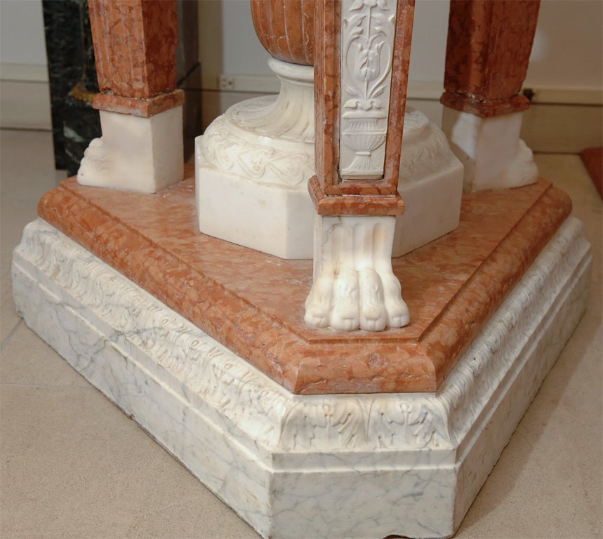 19th Century 19thc Carerra marble fountain with chrubs
