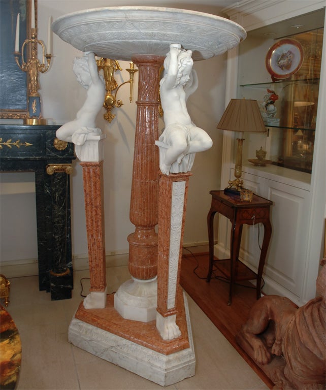 19thc Carerra marble fountain with chrubs 1