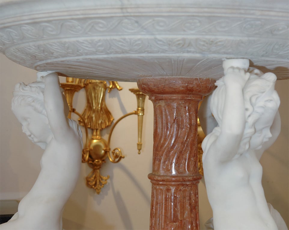 19thc Carerra marble fountain with chrubs 3