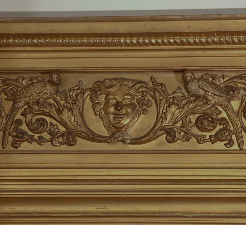 Early pr of beautifuuly carved Louis XV transitional to Louis XVI mirrors carved with birds and faces