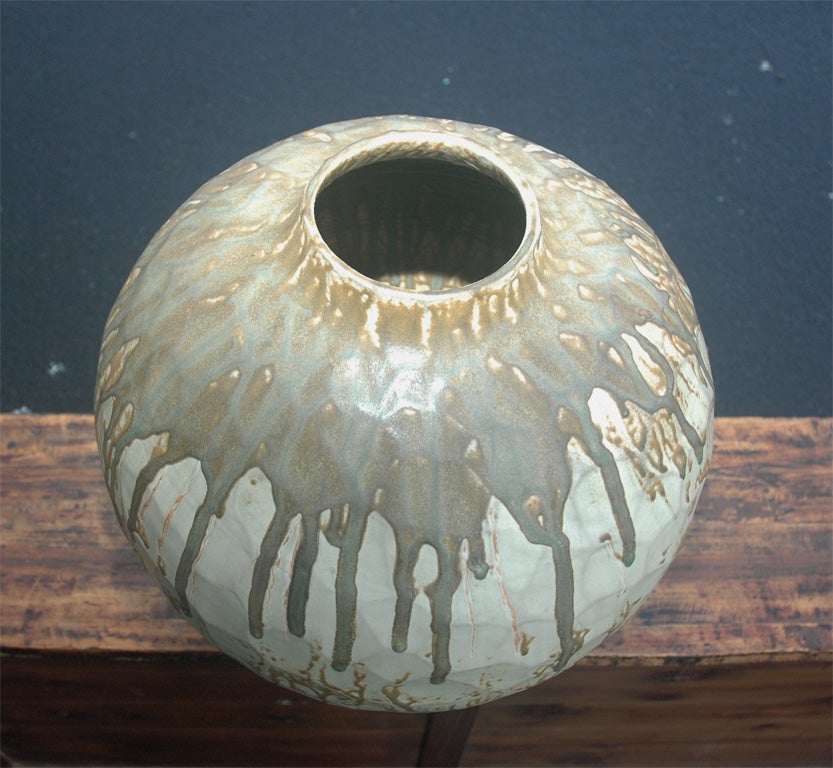 Contemporary Thai honeycomb drip vase.