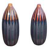 Pair of Contemporary Thai Drip Bottleneck Vases