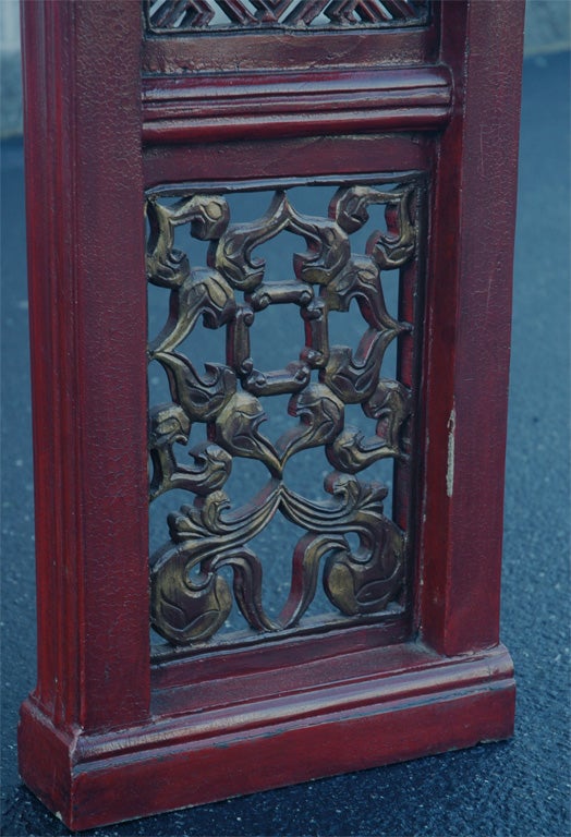 19th Century Late 19thC. Q'ing Dynasty Red Lacquered and Golden Painted Scrolled Top Altar  For Sale