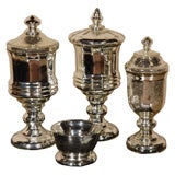 19th Century Mercury Glass Urns & Bowl