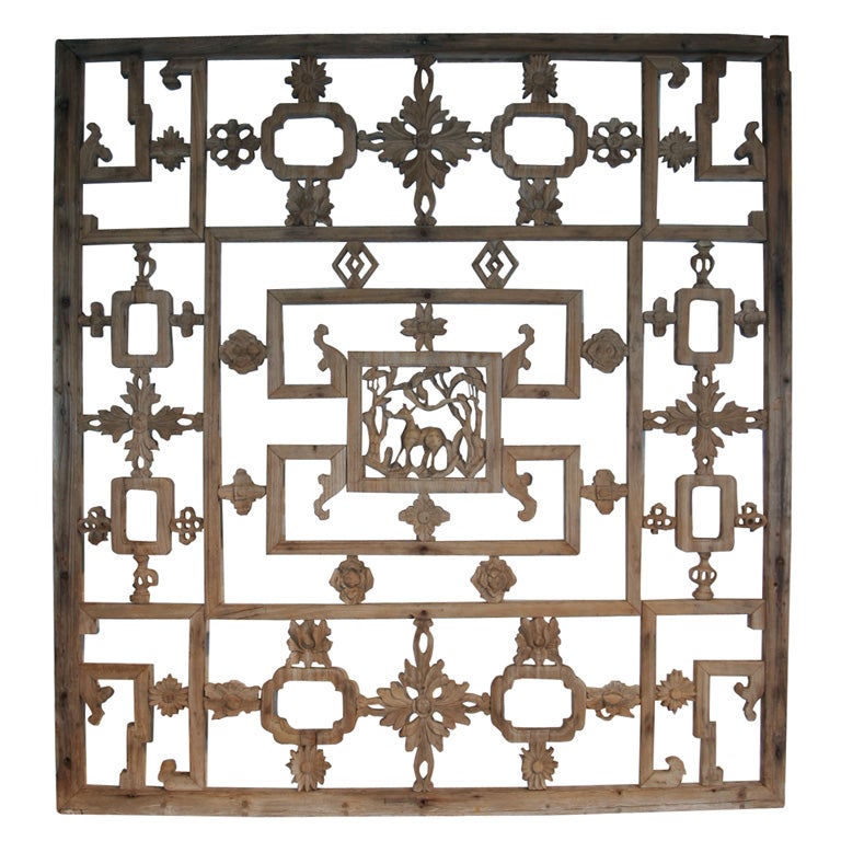 Large ancient wooden window screen . at 1stDibs