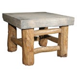 Table from old temple brick and stone mill stand.
