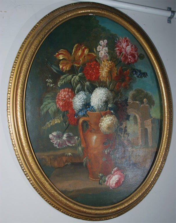 American PAIR OVAL FLORAL STILL LIFES For Sale