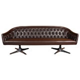 Button Tufted Leather Sofa