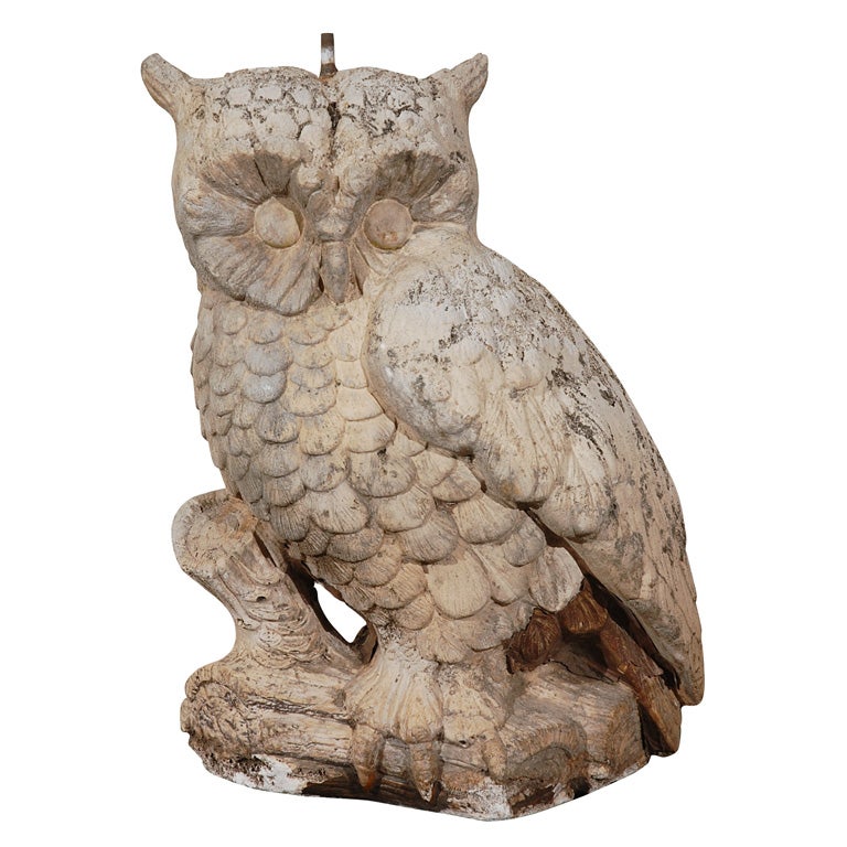 Cast Stone Owl Garden Ornament at 1stdibs