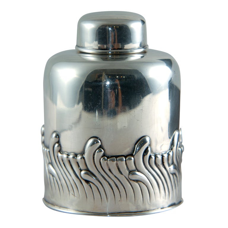 A Sterling Tea Caddy Made by Tiffany For Sale