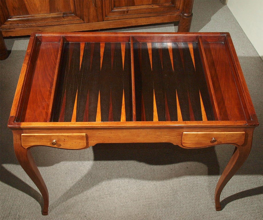 19th Century Finest antique French walnut Louis XV backgammon/card table.
