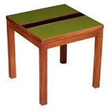 Green striped side table