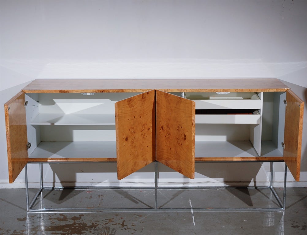American Burl Olivewood Credenza by Milo Baughman