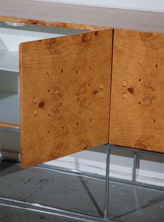 Late 20th Century Burl Olivewood Credenza by Milo Baughman