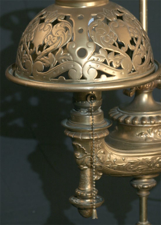 19th Century Cast Brass Student Lamp For Sale