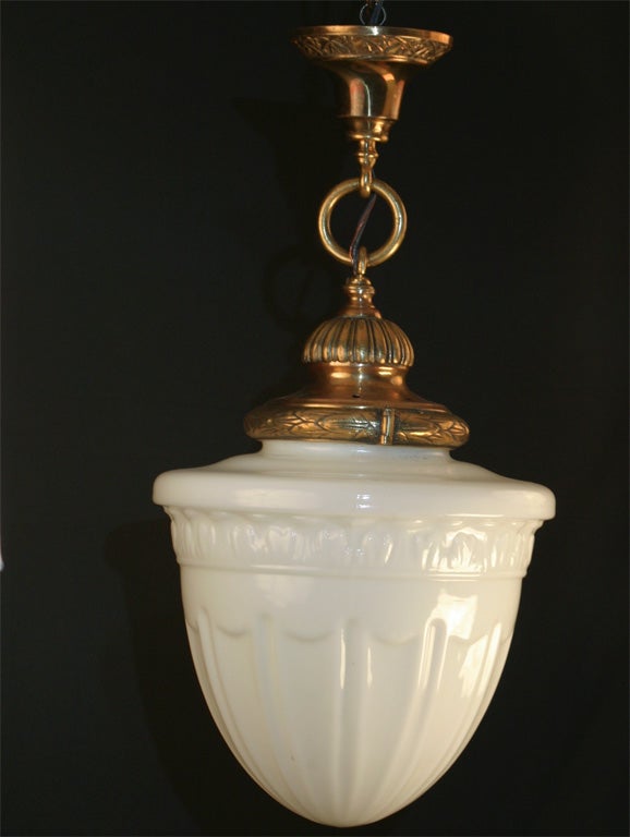 Large Opal Globe with Cast Brass Hardware