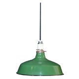 Vintage 14 inch Green Enamel Shade with Original Porcelain Socket on Clo