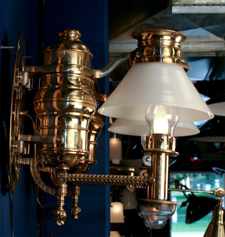 Pair Rail Road Kerosene Wall Lights