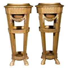 19th Century Pr. Carved and Gilt Brazier Stands