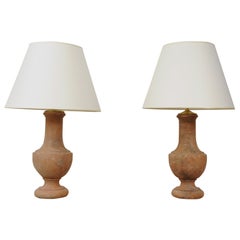 Pair of Terra Cotta Baluster Base Table Lamps