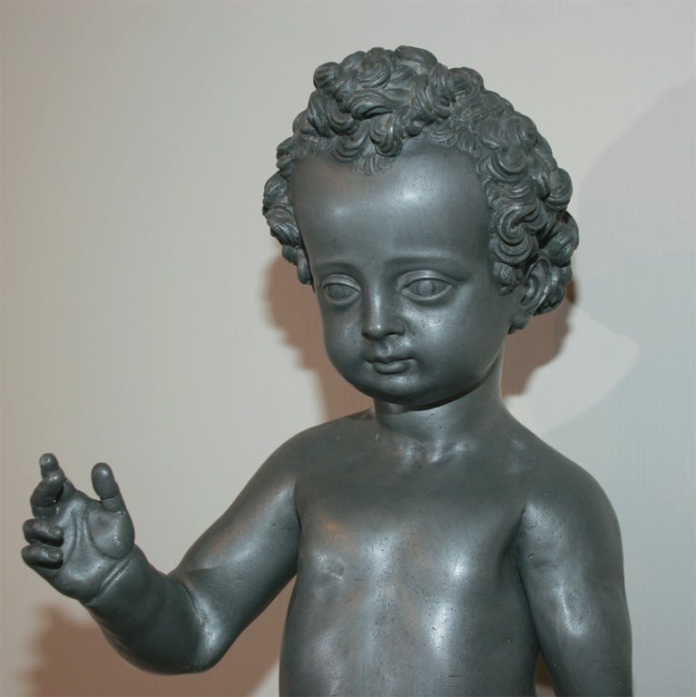 This Museum quality  lead figure of the Christ child was made in Seville by the artist Juan de Mesa.  Spanish religious art of this period is rarely found outside of Spain. The figure would have originally been painted and carried through the