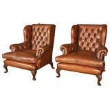 Antique Pair of English Wing Chairs