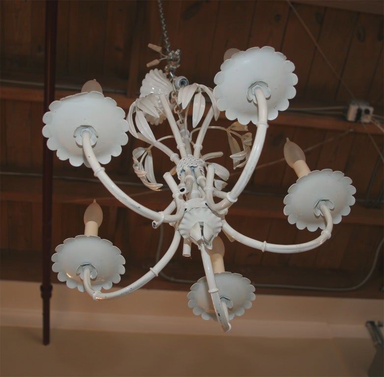 White Faux Bamboo Chandelier
