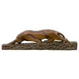 Vintage WOOD SCULPTURE OF A PANTHER IN THE MANER OF ALEXANDRE NOLL