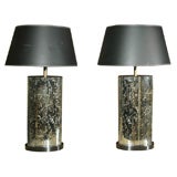 Pair of Smoked Mirror Lamps