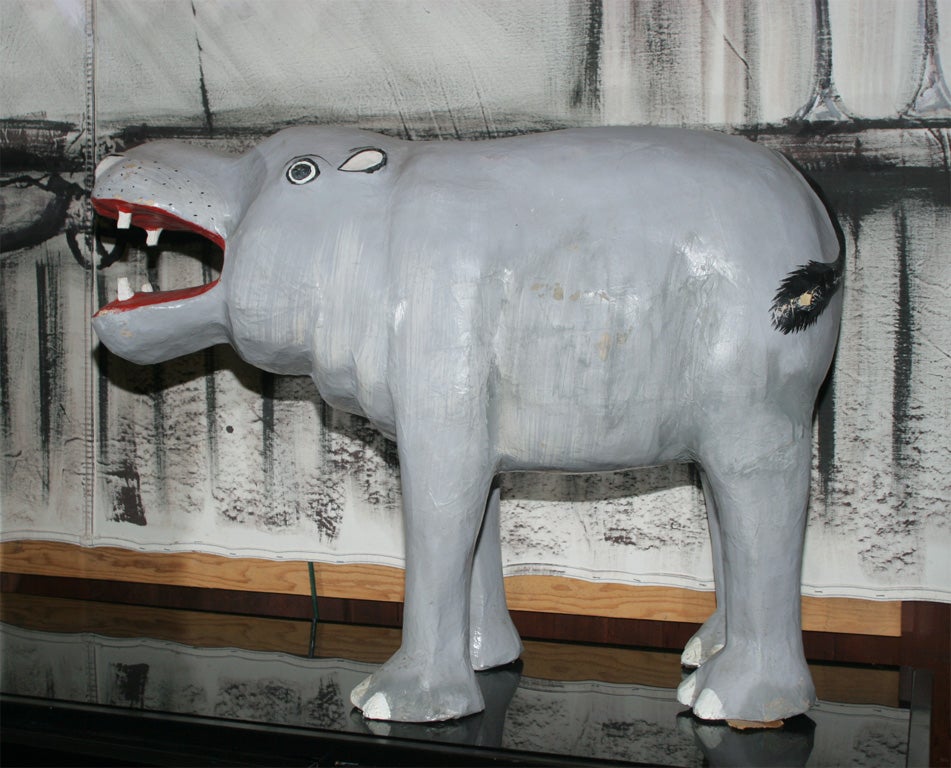 Pair of Papier Mache Hippos