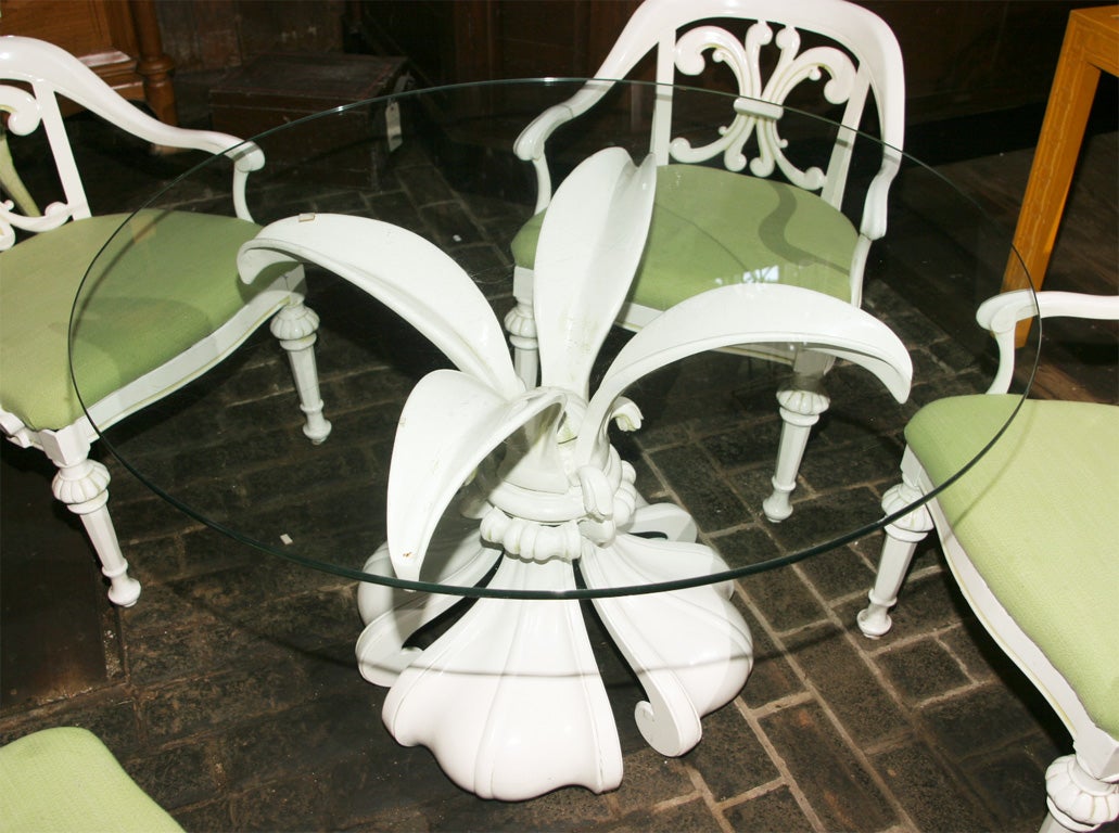 American Dorothy Draper Enamel Cast Metal Table and Chairs