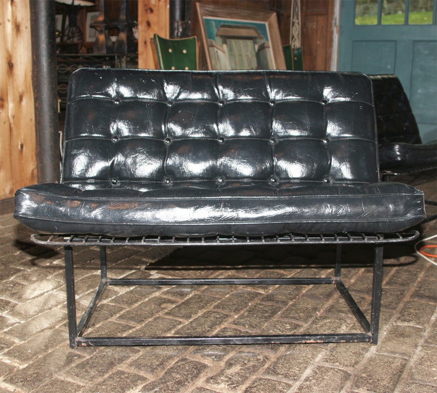 Pair of Black Patent Vinyl Benches