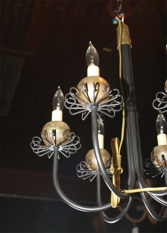 Pair Small Midcentury Fanciful Chandeliers In Excellent Condition For Sale In Stamford, CT