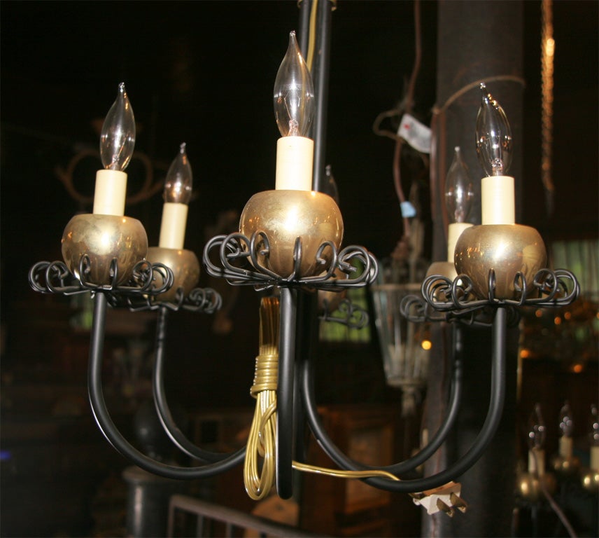 Mid-20th Century Pair Small Midcentury Fanciful Chandeliers For Sale