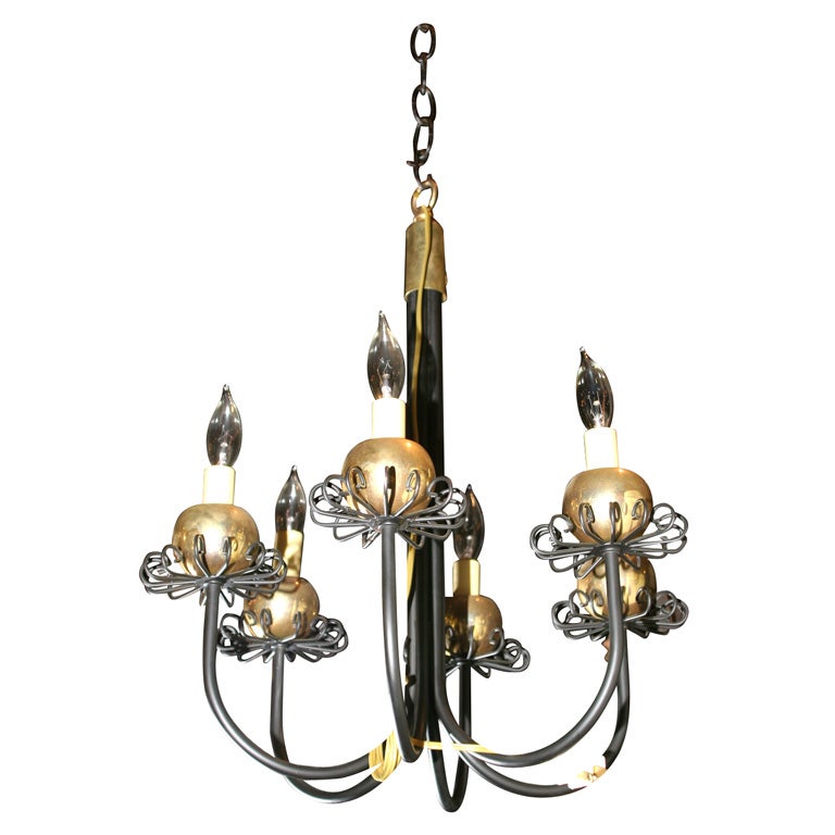 Pair Small Midcentury Fanciful Chandeliers For Sale