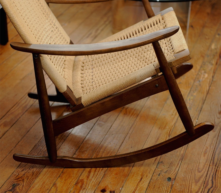 Danish Modern Rope Rocker and ottoman 3