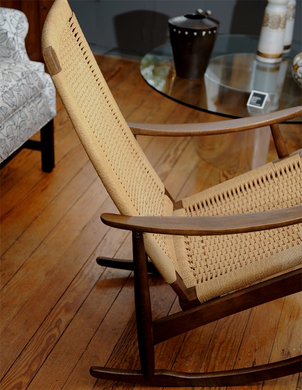 Danish Modern Rope Rocker and ottoman 4