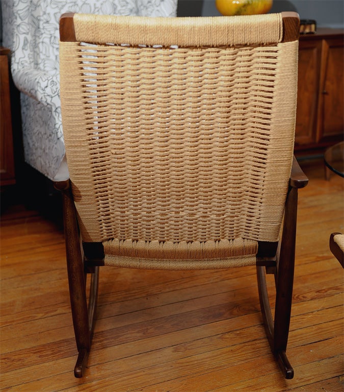 Danish Modern Rope Rocker and ottoman 5