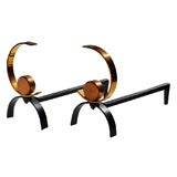 Pair of Half Moon Andirons