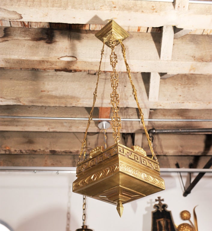Art Deco Brass Pendant Light