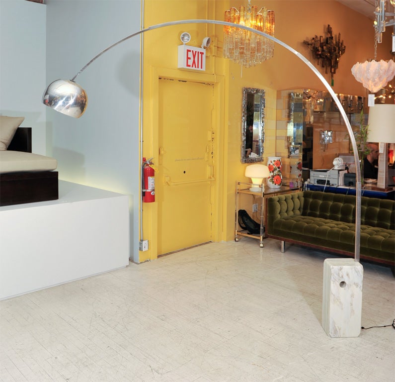 Vintage Castiglione arco lamp with large white marble base.  Located at Las Venus @ ABC Home 646-602-3519.