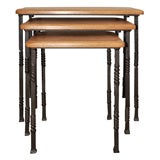 Nest of 3 Oak and Iron Tables