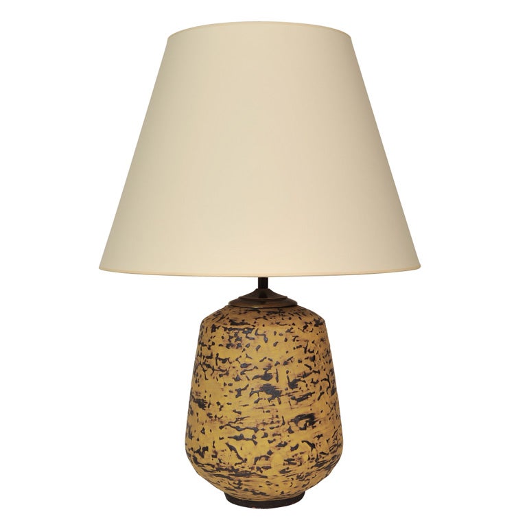 Yellow and Brown Ceramic Lamp