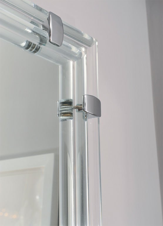Modern Glass Rod Mirror with 8 Metal Accents in Chrome