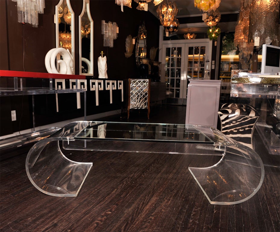 acrylic curved coffee table