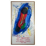 Very large Sam Francis litho pencil signed and # , gold frame